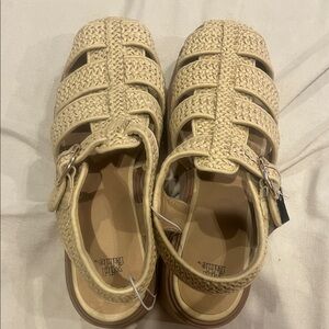 Woven Fisherman Sandals in Cream